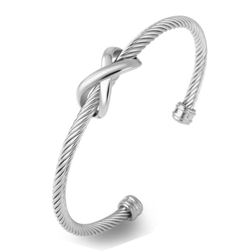 ATEIELLI Damen Armband mit Unendlichkeit Design Edelstahl Infinity Armreif Offene Armspange B170 (Silber) von ATEIELLI
