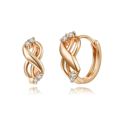 ATEIELLI Damen Ohrringe Edelstahl Vergoldete Creolen mit Zirkonia Lebensbaum Unendlichkeit Design e18 (Infinity) von ATEIELLI