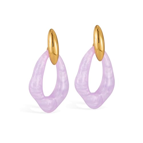 ATEIELLI Damen Ohrringe Geometrische Formen Harz Ohrhänger Modische Ohrringe e23 (Lila) von ATEIELLI