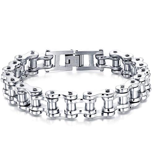 ATEIELLI Herren Armband Edelstahl Fahrradkette Armbänder Männer Geschenk JWB301 (Silber, 20) von ATEIELLI