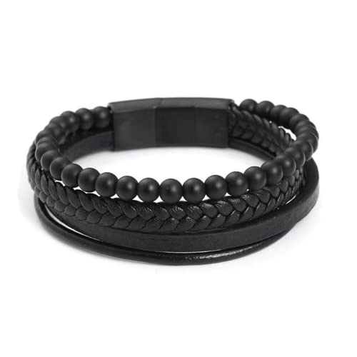 ATEIELLI Herren Armband Leder Geflochtenes Lederarmbänder mit Naturstein jwb332 (2) von ATEIELLI