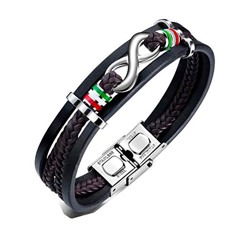 ATEIELLI Herren Armband Unendlichkeit PU Leder Braun mit Edelstahl Verschluss B309 (3) von ATEIELLI