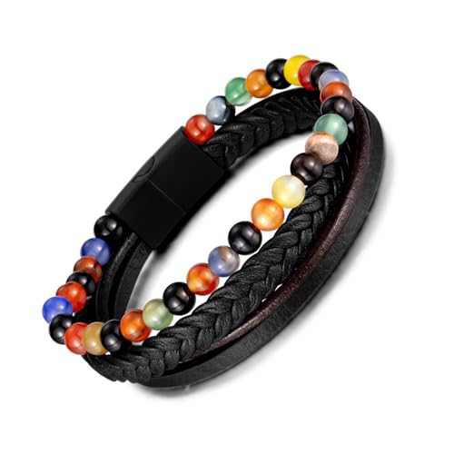 ATEIELLI Unisex Armband mit Naturachat-Perlen Edelstahlverschluss Kunstleder Mehrschichtiges Armband 20,5 cm b342 ATEIELLI Unisex Armband mit Naturachat-Perlen Edelstahlverschluss Kunstleder Mehrschichtiges Armband 20,5 cm b342 von ATEIELLI