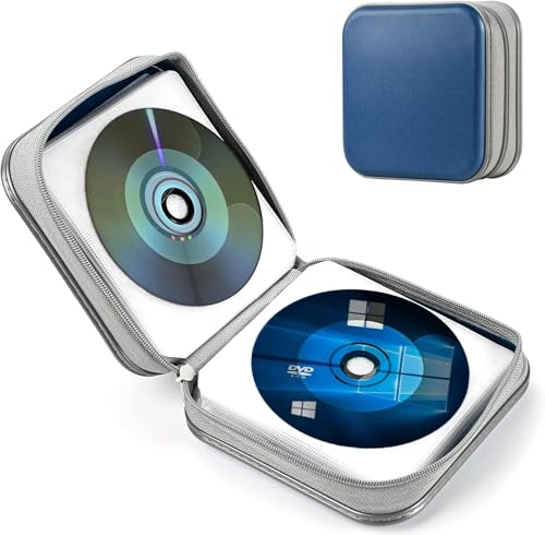 ATEK CD-Halterung-Hülle - DVD Hülle 40 Disc Aufbewahrung Tragetasche Abdeckung DVD-Halter Aufbewahrungskoffer Tragbare Schutzhülle Disc Wallet Halter Tasche Kunststoff Spiele Disk für Auto Reisen, von ATEK