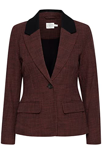 ATELIER RÊVE ICHI IRELISE BL Damen Blazer Kurzblazer Jacke mit Reverskragen Feste Baumwoll-Qualität mit Karo-Muster, Größe:42, Farbe:Meteorite (194008) von ATELIER RÊVE ICHI