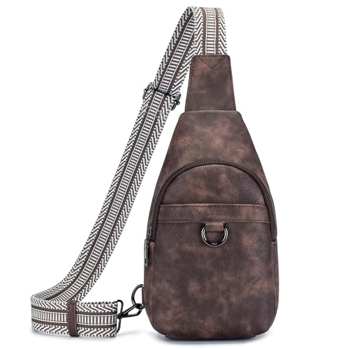 ATERITSSI Schultertasche für Damen, Bauchtaschen, Brusttasche, Leder, Bauchtasche, Crossbody-Tasche für Damen, trendig, Anti-Diebstahl für Reisen, A-Kaffee, Brusttasche von ATERITSSI