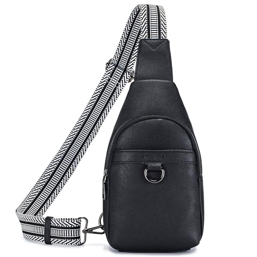 ATERITSSI Schultertasche für Damen, Bauchtaschen, Brusttasche, Leder, Bauchtasche, Crossbody-Tasche für Damen, trendig, Anti-Diebstahl für Reisen, A-Schwarz, Brusttasche von ATERITSSI