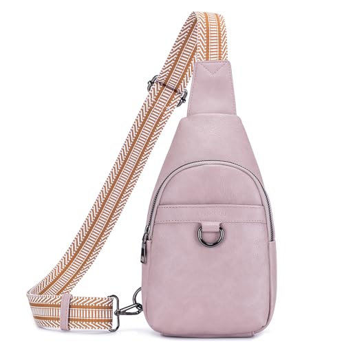 ATERITSSI Schultertasche für Damen, Bauchtaschen, Brusttasche, Leder, Bauchtasche, Crossbody-Tasche für Damen, trendig, Anti-Diebstahl für Reisen, A-deep purple, Brusttasche von ATERITSSI