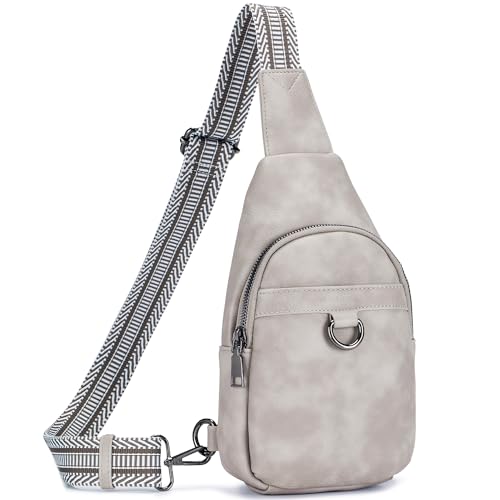 ATERITSSI Schultertasche für Damen, Bauchtaschen, Brusttasche, Leder, Bauchtasche, Crossbody-Tasche für Damen, trendig, Anti-Diebstahl für Reisen, A-grau, Brusttasche von ATERITSSI