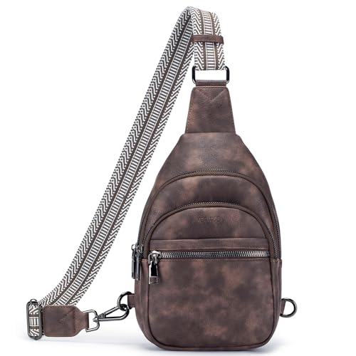 ATERITSSI Schultertasche für Damen, Bauchtaschen, Brusttasche, Leder, Bauchtasche, Crossbody-Tasche für Damen, trendig, Anti-Diebstahl für Reisen, B-Kaffee, Brusttasche von ATERITSSI