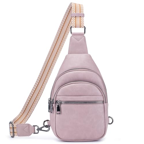 ATERITSSI Schultertasche für Damen, Bauchtaschen, Brusttasche, Leder, Bauchtasche, Crossbody-Tasche für Damen, trendig, Anti-Diebstahl für Reisen, B-deep purple, Brusttasche von ATERITSSI