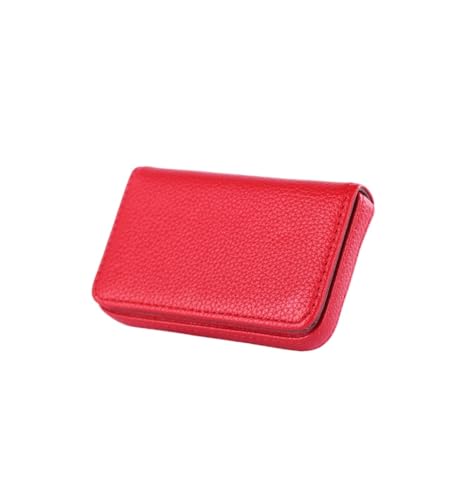 ATEUXOL Kartenetui 1 x Visitenkartenetui aus PU-Leder mit Magnetschnalle, schlankes großer Kapazität, tragbares Kreditkartenetui(Red) von ATEUXOL