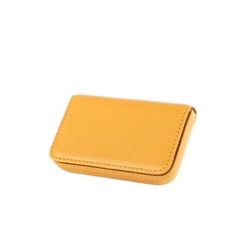 ATEUXOL Kartenetui 1 x Visitenkartenetui aus PU-Leder mit Magnetschnalle, schlankes großer Kapazität, tragbares Kreditkartenetui(Yellow) von ATEUXOL