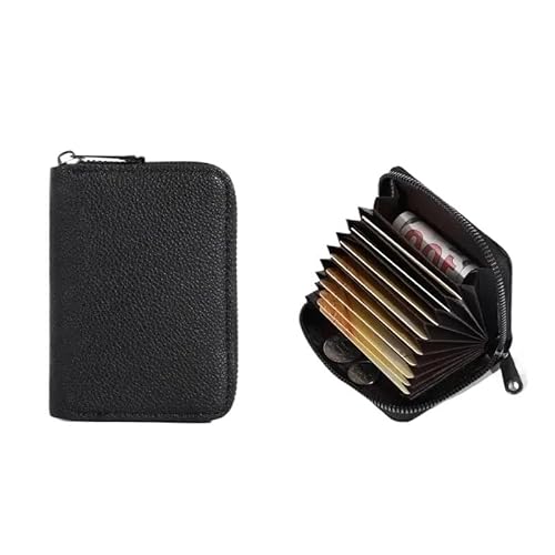 ATEUXOL Kartenetui 20 Detents-Kartenhalter PU-Kreditbus-ID-Kartenhalter-Abdeckung Münzfach Geldbörsen Taschen-Organizer(11 Slots - Black) von ATEUXOL