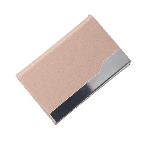 ATEUXOL Kartenetui 95 * 63mm Visitenkartenhalter PU Leder Edelstahl Visitenkartenetui Ausweis Namenskartenetui for Männer Frauen Büro(Beige-B) von ATEUXOL