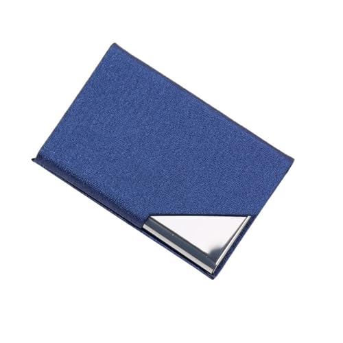 ATEUXOL Kartenetui 95 * 63mm Visitenkartenhalter PU Leder Edelstahl Visitenkartenetui Ausweis Namenskartenetui for Männer Frauen Büro(Blue-A) von ATEUXOL