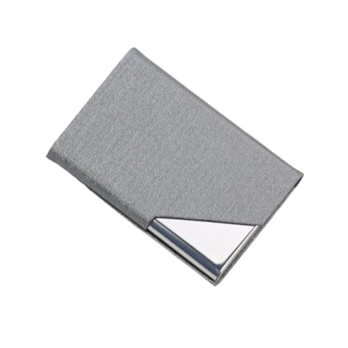 ATEUXOL Kartenetui 95 * 63mm Visitenkartenhalter PU Leder Edelstahl Visitenkartenetui Ausweis Namenskartenetui for Männer Frauen Büro(Gray-A) von ATEUXOL