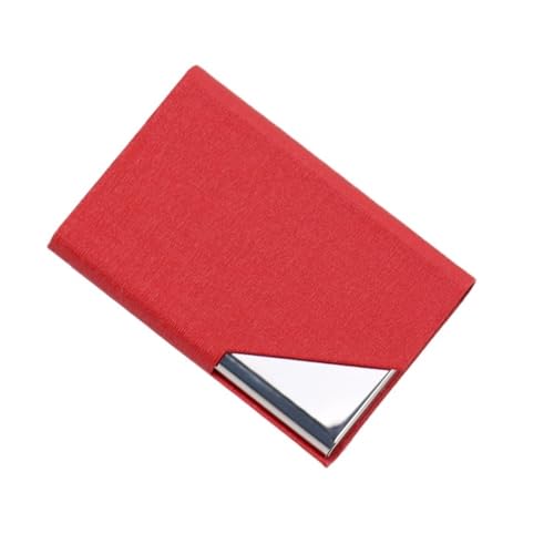 ATEUXOL Kartenetui 95 * 63mm Visitenkartenhalter PU Leder Edelstahl Visitenkartenetui Ausweis Namenskartenetui for Männer Frauen Büro(Red) von ATEUXOL