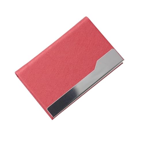 ATEUXOL Kartenetui 95 * 63mm Visitenkartenhalter PU Leder Edelstahl Visitenkartenetui Ausweis Namenskartenetui for Männer Frauen Büro(Red-B) von ATEUXOL
