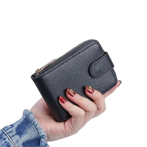 ATEUXOL Kartenetui Antimagnetischer Kartenhalter mit großer Kapazität for Herren und Damen, mehrere Kartenfächer, kompakte Geldbörse for Führerscheine(Black) von ATEUXOL