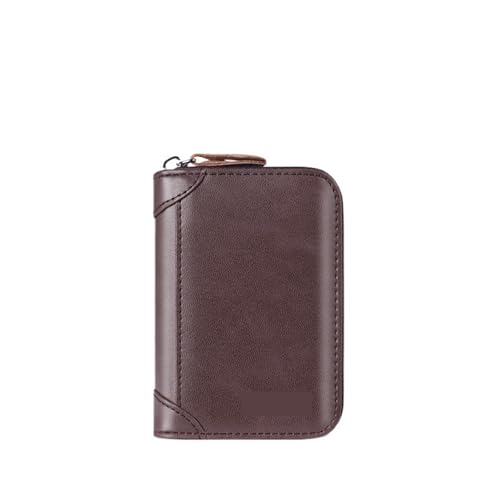 ATEUXOL Kartenetui Business Casual RFID Blocking Männer Karte Pack PU Leder Zipper Kreditkarte Halter Brieftasche Frauen Geldbörse(Coffee 20) von ATEUXOL