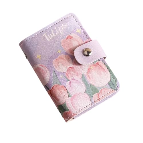 ATEUXOL Kartenetui Große Kapazität Retro Malerei Kartenhalter Frauen Multi-Kartensteckplatz Führerschein Clip Kartensteckplatz Geldbörse(Purple) von ATEUXOL