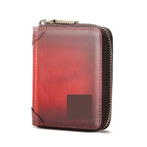 ATEUXOL Kartenetui Herren-Geldbörse mit RFID-Schutz, Kartenetui aus PU-Leder 11 Kartenfächern(Red) von ATEUXOL