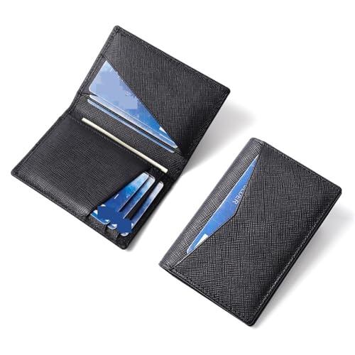 ATEUXOL Kartenetui Kleine RFID-Geldbörse for Herren, schmal, mit Kreuzmuster, PU-Leder, Kreditkartenetui for von ATEUXOL