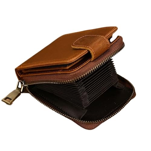 ATEUXOL Kartenetui PU-Leder-Kartenhalter-Geldbörse, Leder-Kreditkartenetui, Clutch-Geldbörsen, Steckplätze for Männer und Frauen, Mini-Slim-Short-Geldbörse(Brown) von ATEUXOL