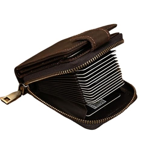 ATEUXOL Kartenetui PU-Leder-Kartenhalter-Geldbörse, Leder-Kreditkartenetui, Clutch-Geldbörsen, Steckplätze for Männer und Frauen, Mini-Slim-Short-Geldbörse(Dark Brown) von ATEUXOL