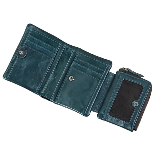 ATEUXOL Kartenetui PU Leder Kurze Brieftasche Karte Geldbörse Münzen Halter Männliches männer Echte Zipper(Blue1) von ATEUXOL