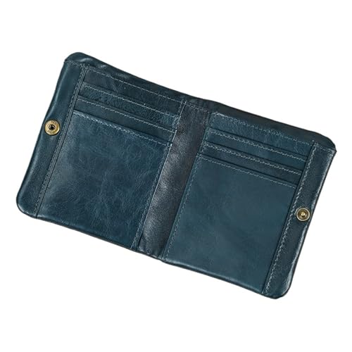 ATEUXOL Kartenetui PU Leder Kurze Brieftasche Karte Geldbörse Münzen Halter Männliches männer Echte Zipper(Blue2) von ATEUXOL