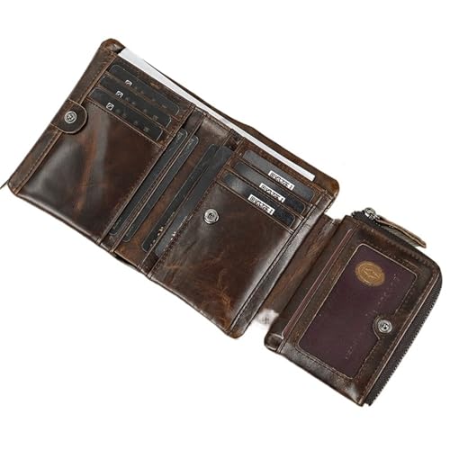 ATEUXOL Kartenetui PU Leder Kurze Brieftasche Karte Geldbörse Münzen Halter Männliches männer Echte Zipper(Coffee1) von ATEUXOL