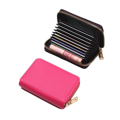 ATEUXOL Kartenetui Visitenkartenetui for Damen und Herren, grau, Bank-/Ausweis-/Kreditkartenetui, 20-Bit-Kartenetui, PU-Leder, schützt Hülle, Münzgeldbörse(11 Slots Rose) von ATEUXOL