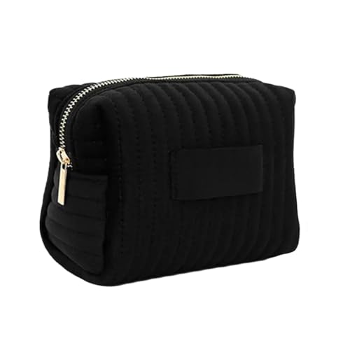 Kosmetiktasche Make-up-Tasche for Frauen, niedlicher Samt-Reißverschluss, große einfarbige Kosmetiktasche, Reise-Make-up-Tasche, Waschbeutel(Black) von ATEUXOL