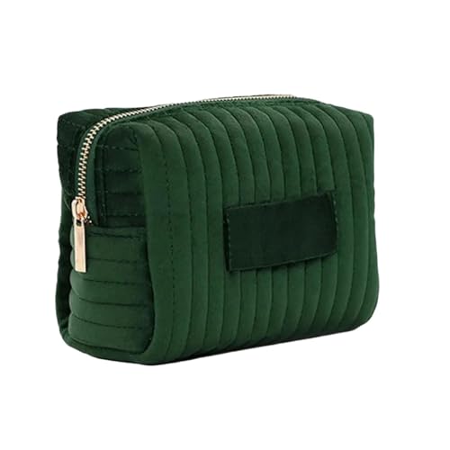 Kosmetiktasche Make-up-Tasche for Frauen, niedlicher Samt-Reißverschluss, große einfarbige Kosmetiktasche, Reise-Make-up-Tasche, Waschbeutel(Green) von ATEUXOL