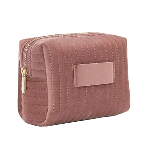 Kosmetiktasche Make-up-Tasche for Frauen, niedlicher Samt-Reißverschluss, große einfarbige Kosmetiktasche, Reise-Make-up-Tasche, Waschbeutel(Pink) von ATEUXOL