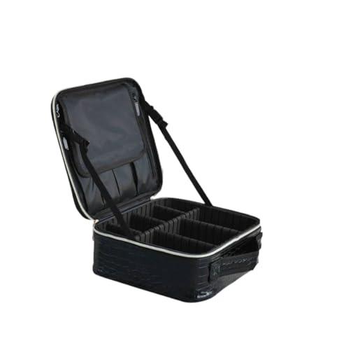 Kosmetiktasche PU-Leder-Kosmetiktasche for Damen, multifunktionale tragbare Reise-Aufbewahrungs-Make-up-Tasche(Crocodile Black) von ATEUXOL
