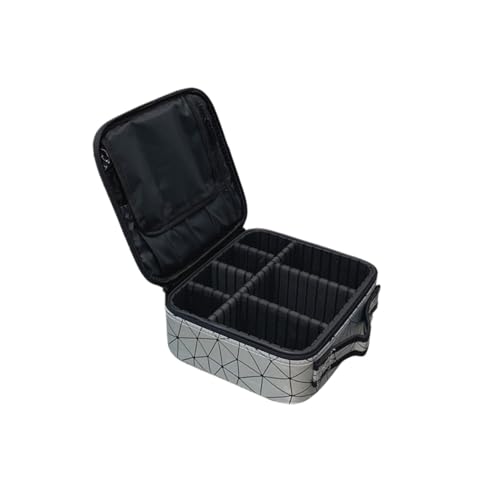 Kosmetiktasche PU-Leder-Kosmetiktasche for Damen, multifunktionale tragbare Reise-Aufbewahrungs-Make-up-Tasche(Diamond Silver) von ATEUXOL