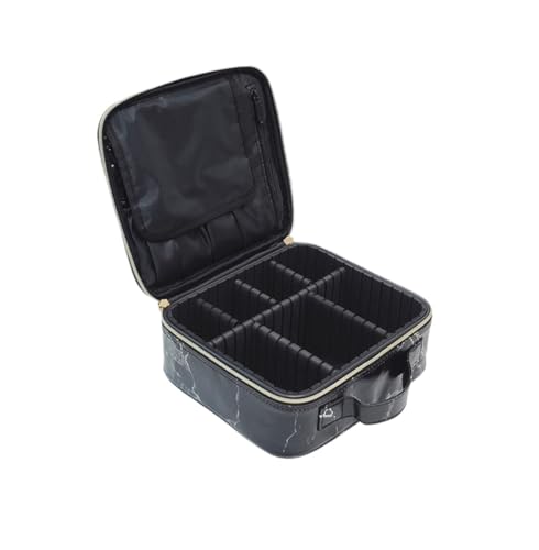 Kosmetiktasche PU-Leder-Kosmetiktasche for Damen, multifunktionale tragbare Reise-Aufbewahrungs-Make-up-Tasche(Marble Black) von ATEUXOL
