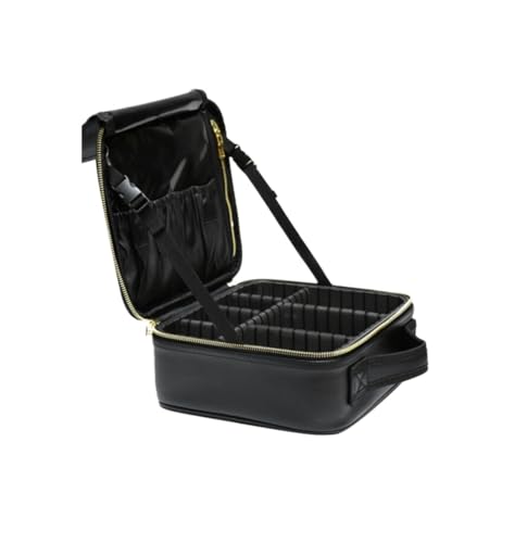 Kosmetiktasche PU-Leder-Kosmetiktasche for Damen, multifunktionale tragbare Reise-Aufbewahrungs-Make-up-Tasche(PU Black) von ATEUXOL