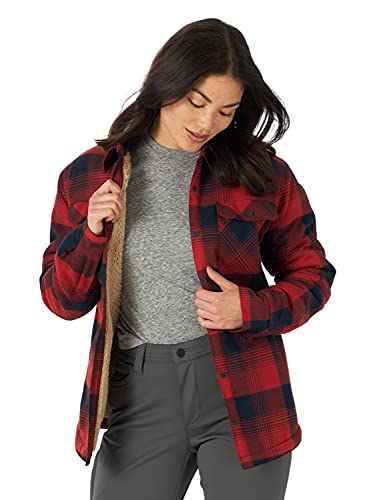 ATG by Wrangler Damen Sherpa Lined Flannel Shirt Hemd, Dunkelrot kariert, XX-Large von ATG by Wrangler