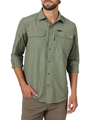 ATG Herren Long Sleeve Mixed Material Shirt Hemd, Dusty Olive, XX-Large von ATG