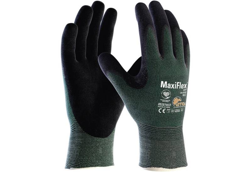 ATG Nitril-Handschuhe Handschuh MaxiFlex Cut 2490-7 grün/schwarz Gr. 7 (12 Stück) von ATG