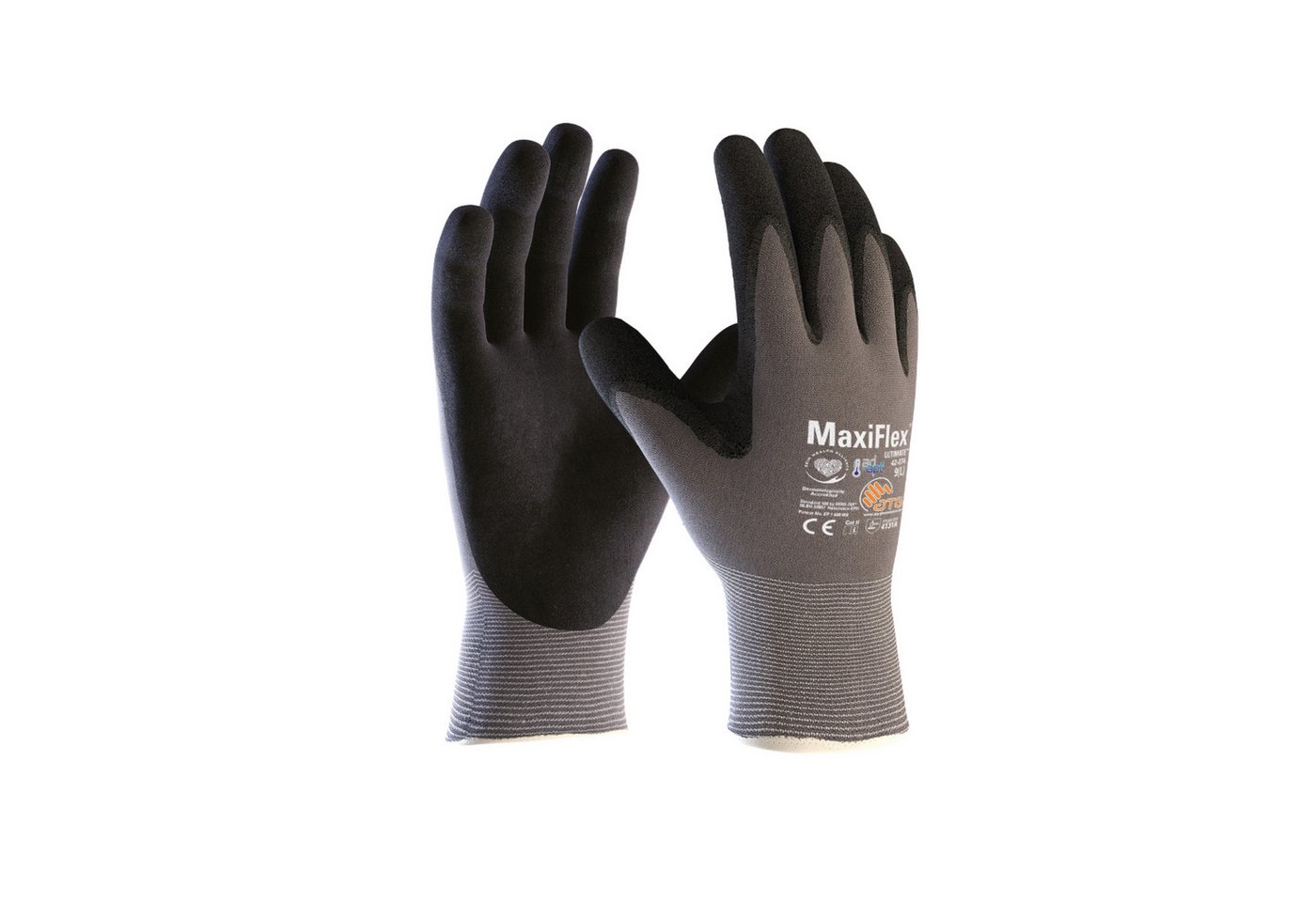 ATG Nitril-Handschuhe Handschuh MaxiFlex Ultimate AD-APT 2455-8 grau/schwarz Gr. 8 von ATG