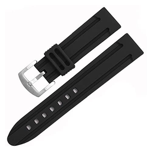 ATGADNXMUW Schwarzes Armband passt for DW. Fit for Garmin Fit for Casio Fit for Huawei Fit for Samsung Fit for Armani 22mm 24mm 26mm Weiche Silikon Watch Band Sport Strap Watch Zubehör(Black Silver,20 von ATGADNXMUW