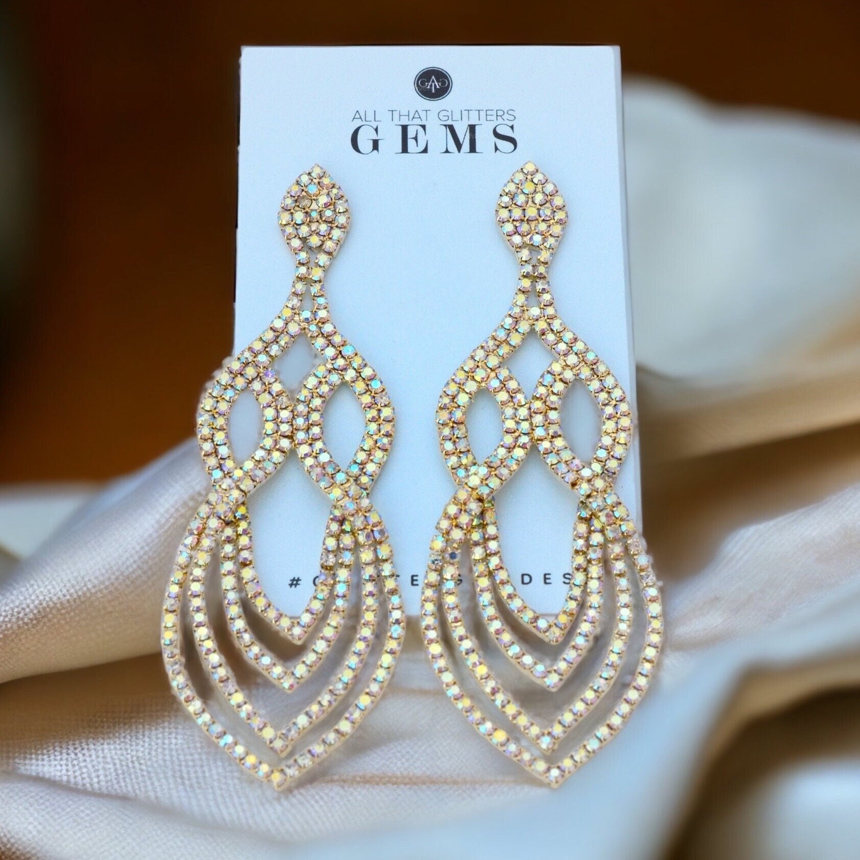Gold Ab Strass Kristall Teardrop Ohrringe - Wettbewerbe Schmuck I Braut L Festzug Statement Gold Ab Strass Kristall Teardrop Ohrringe - Wettbewerbe Schmuck I Braut L Festzug Statement von ATGGCOMPJEWELRY