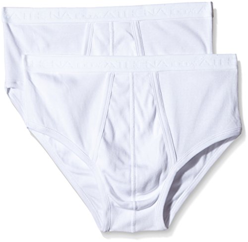 Athena Herren Bio-Baumwolle Slip mit hohem Bund offen Unterhose, Weiß (Weiß), M (2er Pack) von Athena