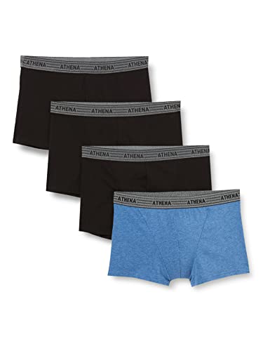ATHENA Herren Promo Basic Coton Boxershorts, Mehrfarbig (Noir/Noir/Noir/Noir/Bleu/Noir/Bleu Chiné/Noir 9050), X-Large (Herstellergröße: 5) (8er Pack) von Athena