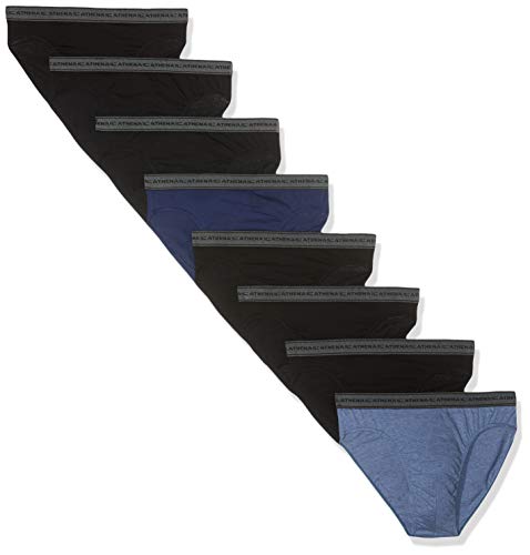 Athena Herren Promo Basic Coton Unterhose, Mehrfarbig (Noir/Noir/Noir/Noir/Bleu/Noir/Bleu Chiné/Noir 9050), X-Large (Herstellergröße: 5) (8er Pack) von Athena